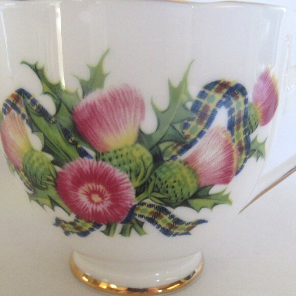 Royal Grafton Thistles and Tartan Tea Cup and Saucer, English Bone China, D1111 - Picture 2 of 8